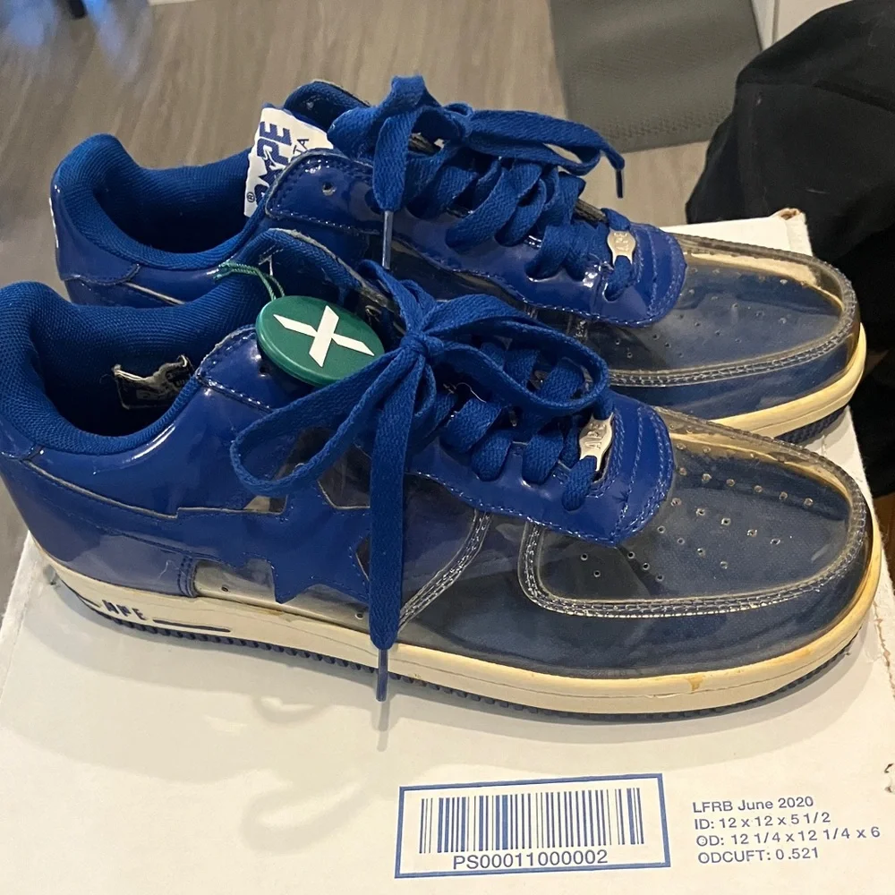 Bape Blue Patent Leather Sneakers - Picture 1 of 6